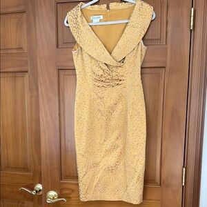 Brand new! KAY under Textured Gold Cocktail Dress Size 6